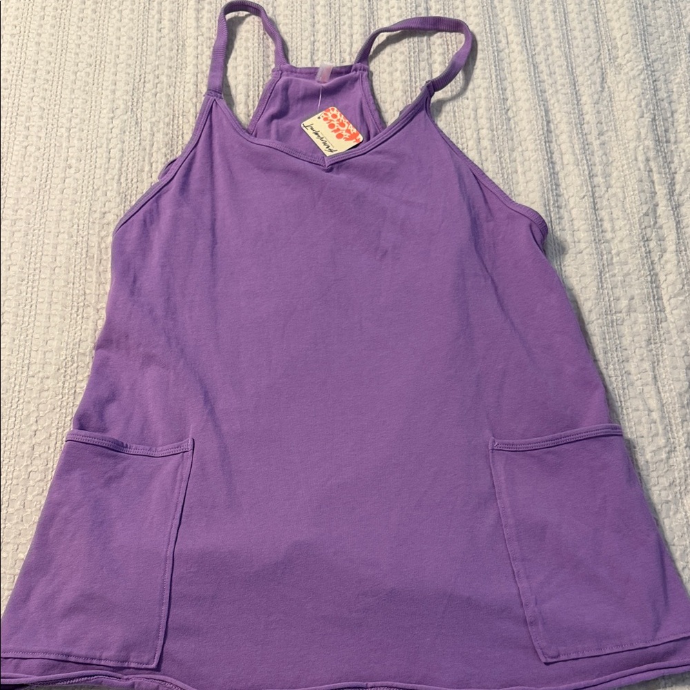 FP Movement by Free People Lavender Racerback Tank with Dual Patch Pockets